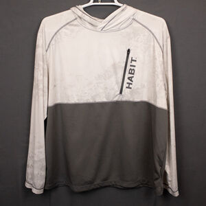 Habit grey and white hooded fishing performance shirt-2XL